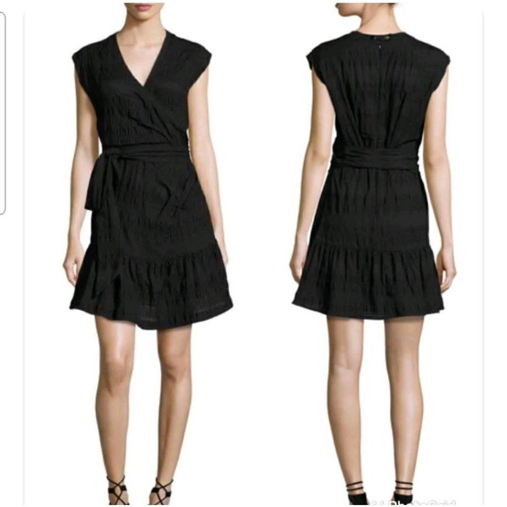 Veronica Beard • Shadow Wrap Mini Dress • Black Stretch Cotton sz 2